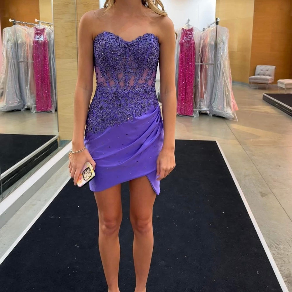 Elegant Purple Lace Dress